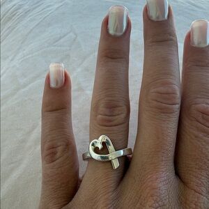 Tiffany & Co. Elsa Peretti Open Heart Ring Size 6 Sterling Silver